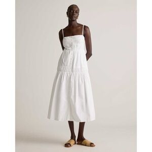 Quince 100% Organic Cotton Poplin Spagetti Strap Maxi Dress in Classic White L